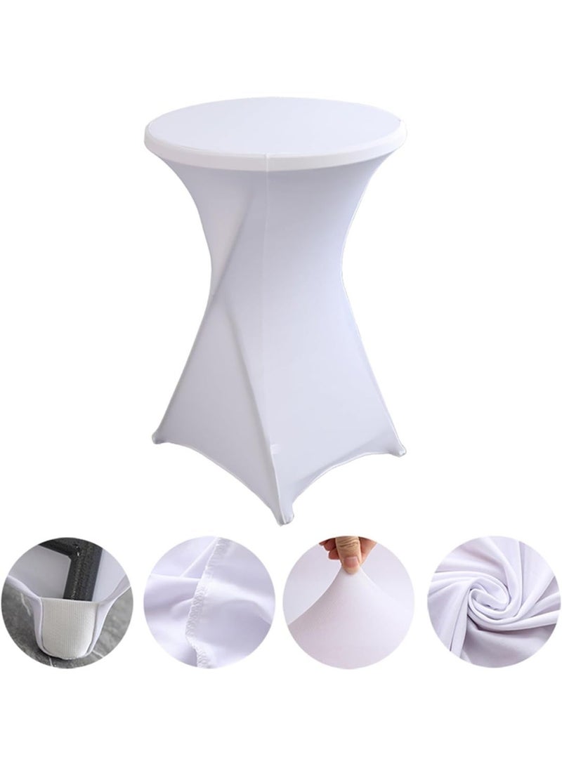 Generic (Unbranded) 2 Pack Cocktail Spandex Stretch Square Corners Tablecloth 32"x43" Cocktail Round Tablecloth Table Cover for Fitted Bar Wedding Cocktail Party Banquet Table (White) - Image 3