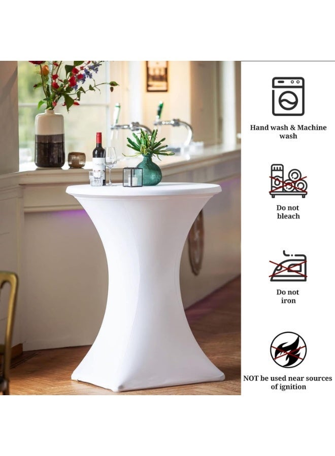 Generic (Unbranded) 2 Pack Cocktail Spandex Stretch Square Corners Tablecloth 32"x43" Cocktail Round Tablecloth Table Cover for Fitted Bar Wedding Cocktail Party Banquet Table (White) - Image 4