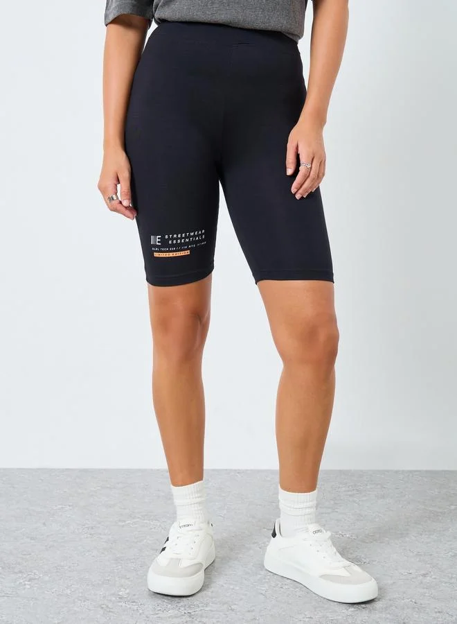 Styli Styli Black Graphic Print Cycling Shorts