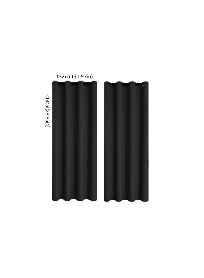 2pcs Simple Winter Insulation Thick Curtains, Blackout Insulation Noise Reducing Curtains, Modern Home Decoration Door Curtains，Rod Pocket，Suitable For Bedrooms, Living Rooms, Kitchens - Image 2