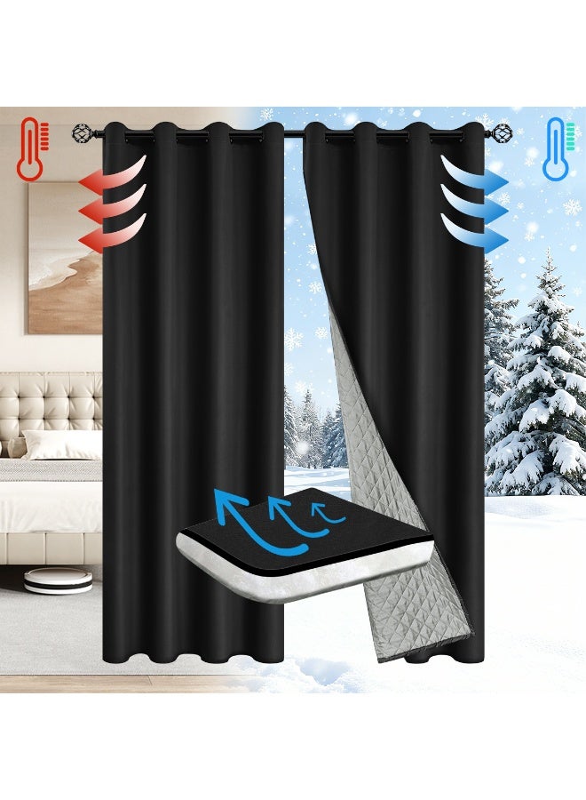 2pcs Simple Winter Insulation Thick Curtains, Blackout Insulation Noise Reducing Curtains, Modern Home Decoration Door Curtains，Rod Pocket，Suitable For Bedrooms, Living Rooms, Kitchens - Image 3