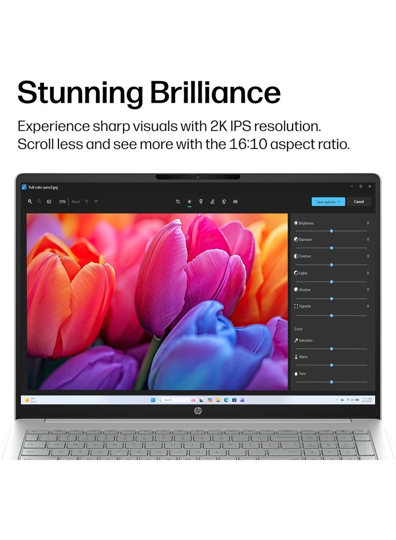 HP OmniBook 3 16 inch Laptop PC, 2K Touchscreen, AMD Ryzen 5 40, 16 GB RAM, 1TB SSD, AMD Radeon 610M GPU, Windows 11 Home English Glacier Silver - Image 2