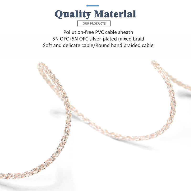 GUCraftsman 5N OFC Copper+Graphene Mixed Braid Earphone Replacement Cables for Sennheiser IE200 IE300 IE600 IE900 (4.4mm Plug) - Image 4