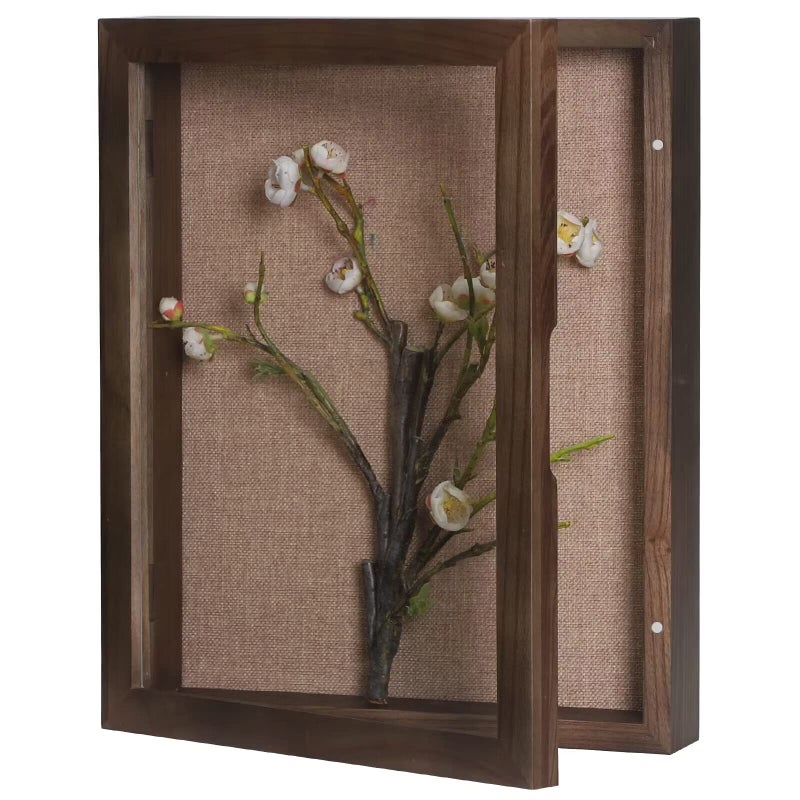 BECTSBEFF Deep Shadow Box Frame 11x14 Hinged Shadow Box with Door Front Opening Shadow Boxes Display Cases for Collectibles Flowers Antique Bridal Bouquet Ticket Stub  Walnut 