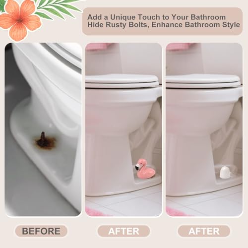 boeemi Flamingo Toilet Bolt Covers Decorative - 2PCs Cute Ceramic Toilet Bolt Caps for Bottom of Toilet, Pink Bathroom Christmas Decor Screw Covers, Flamingo-Gifts for Women - Image 3