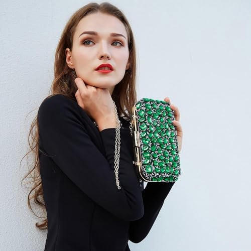 Milisente Clutch Purses For Women Crystal Clutches Evening Bags Gemstone Clutch Purse For Wedding Formal(Green) - Image 2