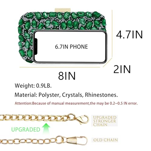 Milisente Clutch Purses For Women Crystal Clutches Evening Bags Gemstone Clutch Purse For Wedding Formal(Green) - Image 3