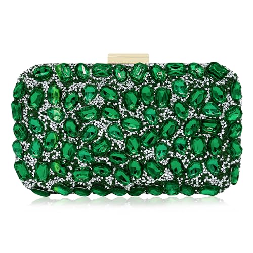 Milisente Clutch Purses For Women Crystal Clutches Evening Bags Gemstone Clutch Purse For Wedding Formal(Green) - Image 1