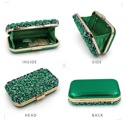 Milisente Clutch Purses For Women Crystal Clutches Evening Bags Gemstone Clutch Purse For Wedding Formal(Green) - Image 5