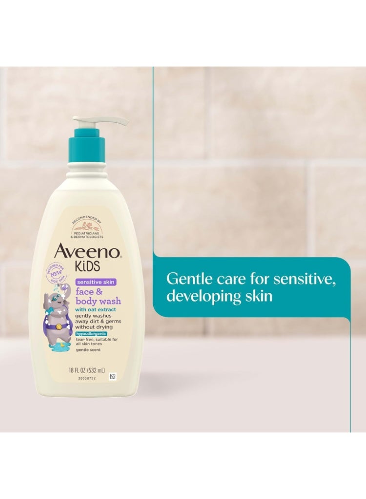 Aveeno Kids Sensitive Skin Face & Body Wash 532ml – Tear-Free Oat Extract Gentle Cleanser for All Skin Tones - Image 4