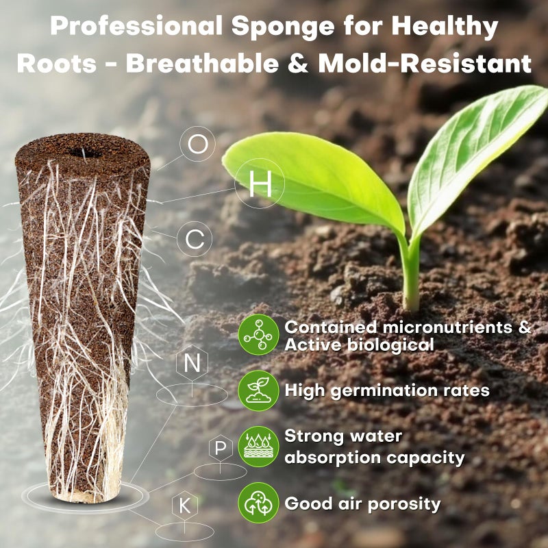 Ahopegarden 132pcs Hydroponic Pods Kit: Compatible with AeroGarden Herb Kits with 50 Grow Sponges, 50 Pods Lable, 12 Grow Baskets and Dome, 8 A&B Plant Food, Indoor Garden Kit Supplies for Most Brands - Image 5