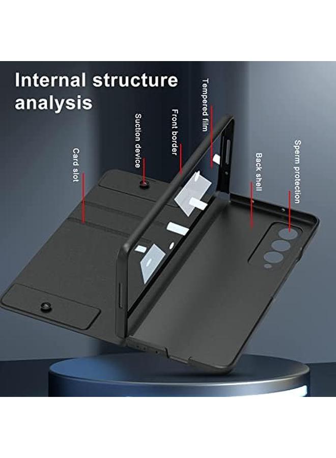 إيروريكس جراب قابل للطي متوافق مع هاتف Samsung Galaxy Z Fold5 مع حامل قلم قابل للفصل وفتحة بطاقة وواقي شاشة مقاوم للخدش، جراب محفظة واقٍ كامل الجسم باللون البني - Image 3
