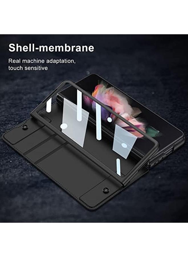 إيروريكس جراب قابل للطي متوافق مع هاتف Samsung Galaxy Z Fold5 مع حامل قلم قابل للفصل وفتحة بطاقة وواقي شاشة مقاوم للخدش، جراب محفظة واقٍ كامل الجسم باللون البني - Image 2