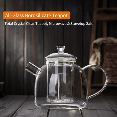 DOPUDO 68OZ Glass Teapot, Large Glass Tea Pot With Infuser, Kettle For Stove Top, Tea Cup With Infuser For Loose Leaf Tea Steeper 2000ML, Dishwasher Safe - Image 5