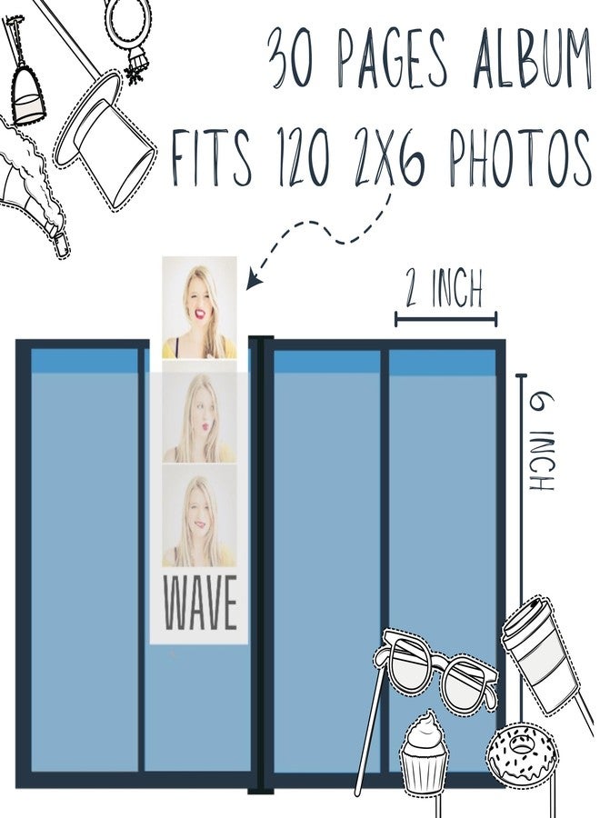 SMILE&WAVE Photo Booth Photo Album - For Wedding or Party- Holds 120 Photobooth 2x6 Photo Strips - Slide In (WHITE) - Image 5