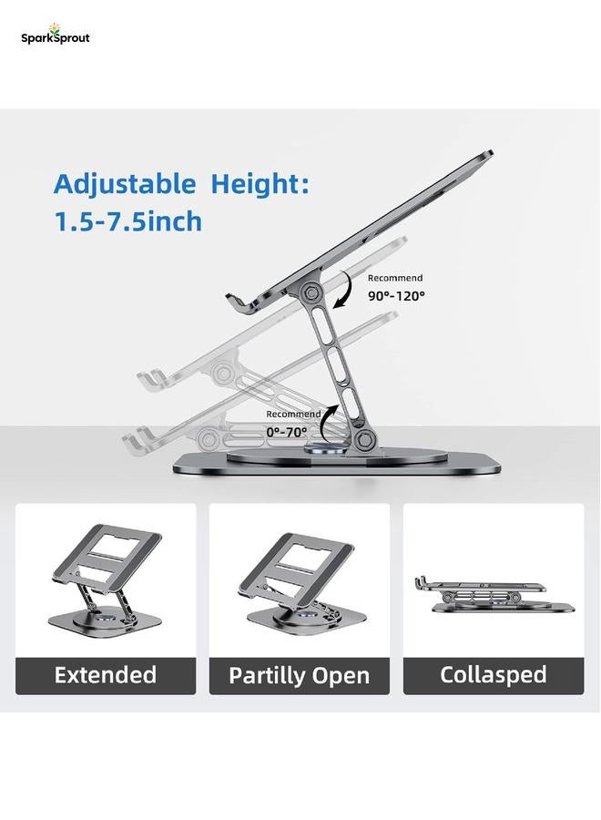 سباركسبروت Laptop Stand Adjustable Computer Stand Ergonomic Laptop Riser with 360° Rotating Base Notebook Stand Compatible with All 10-17” Laptops - Image 3