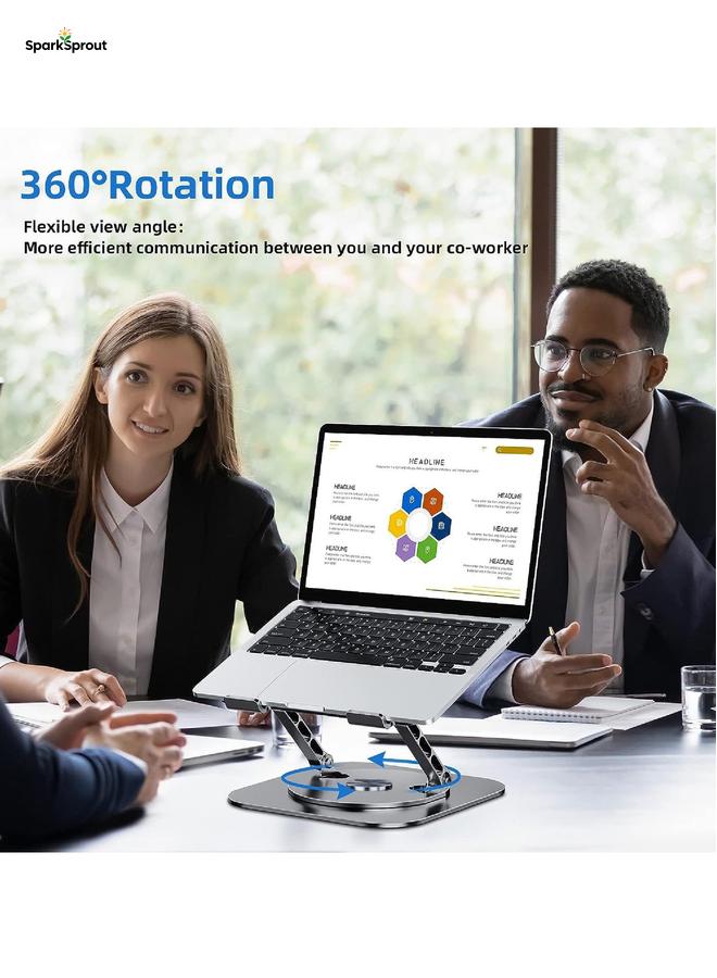 سباركسبروت Laptop Stand Adjustable Computer Stand Ergonomic Laptop Riser with 360° Rotating Base Notebook Stand Compatible with All 10-17” Laptops - Image 2