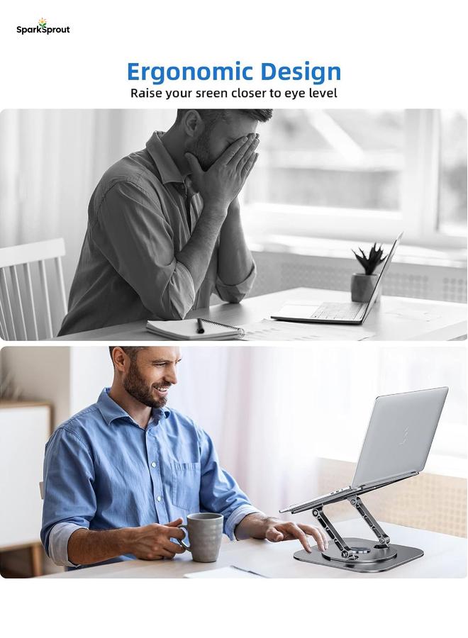 سباركسبروت Laptop Stand Adjustable Computer Stand Ergonomic Laptop Riser with 360° Rotating Base Notebook Stand Compatible with All 10-17” Laptops - Image 5