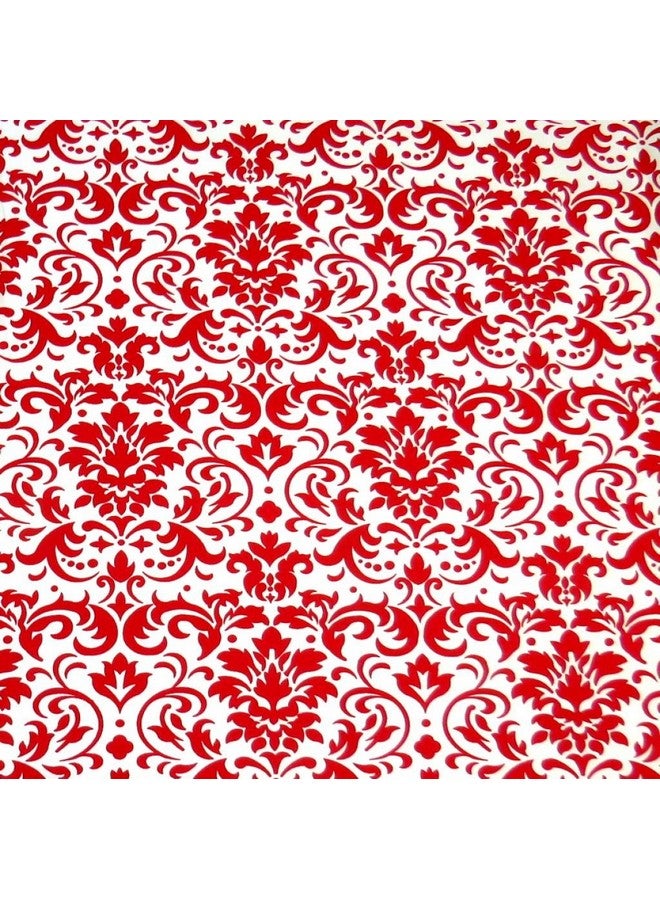 SHEETWORLD.COM SheetWorld 100% Cotton Percale Extra Deep Fitted Portable Mini Crib Sheet 24 x 38 x 5.5, Red Damask, Made in USA - Image 2