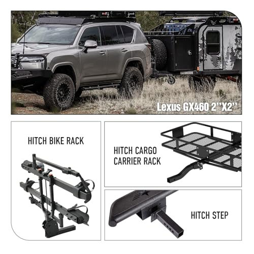 YZONA Tow Hitch 2 Inch, for Lexus GX460 Tow Hitch, 2 Inch Receiver, Class 3 Trailer Hitch Compatible with 2010-2024 Lexus GX460 GX 460 Hitch Receiver with Cover, Black Power Coat Towing Combo - Image 3