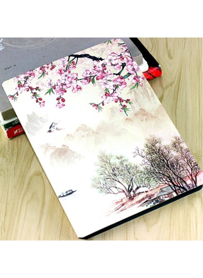 Generic - Suitable For M2 10 Inch Protective Case Leather Case Reading Tablet Case M2-A01W Case M2-A01L Case Super-Color:Peach Blossom Landscape Painting + Tempered Film-Applicable Models:M2 10inch - Image 1