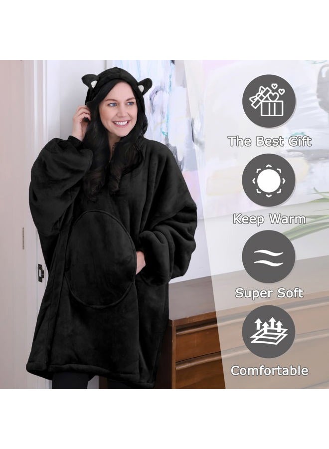 Catalonia Cat Blanket Hoodie Sweatshirt, Oversized Wearable Sherpa Lounging Pullover for Adults Men Women Teenagers Kids Gift - Image 4