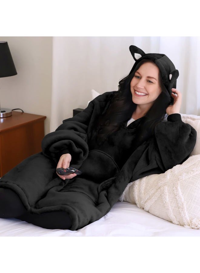 Catalonia Cat Blanket Hoodie Sweatshirt, Oversized Wearable Sherpa Lounging Pullover for Adults Men Women Teenagers Kids Gift - Image 2