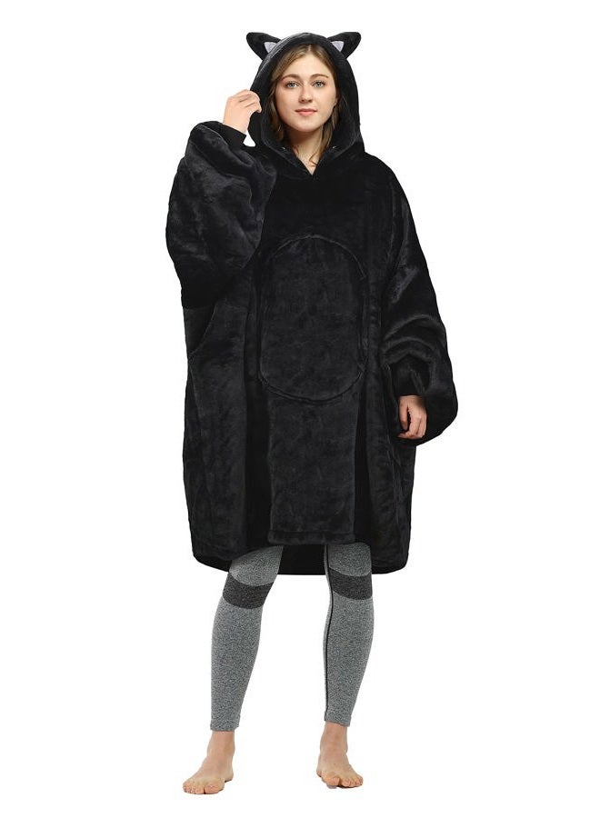 Catalonia Cat Blanket Hoodie Sweatshirt, Oversized Wearable Sherpa Lounging Pullover for Adults Men Women Teenagers Kids Gift - Image 1
