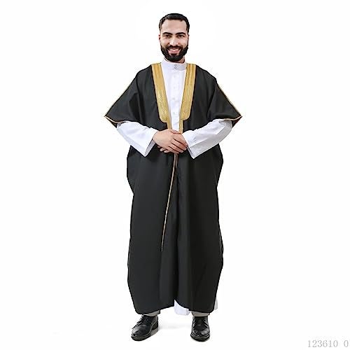 East West Souk Men's Abaya (Bisht) - Cloak Arab Dress - Black - Image 1
