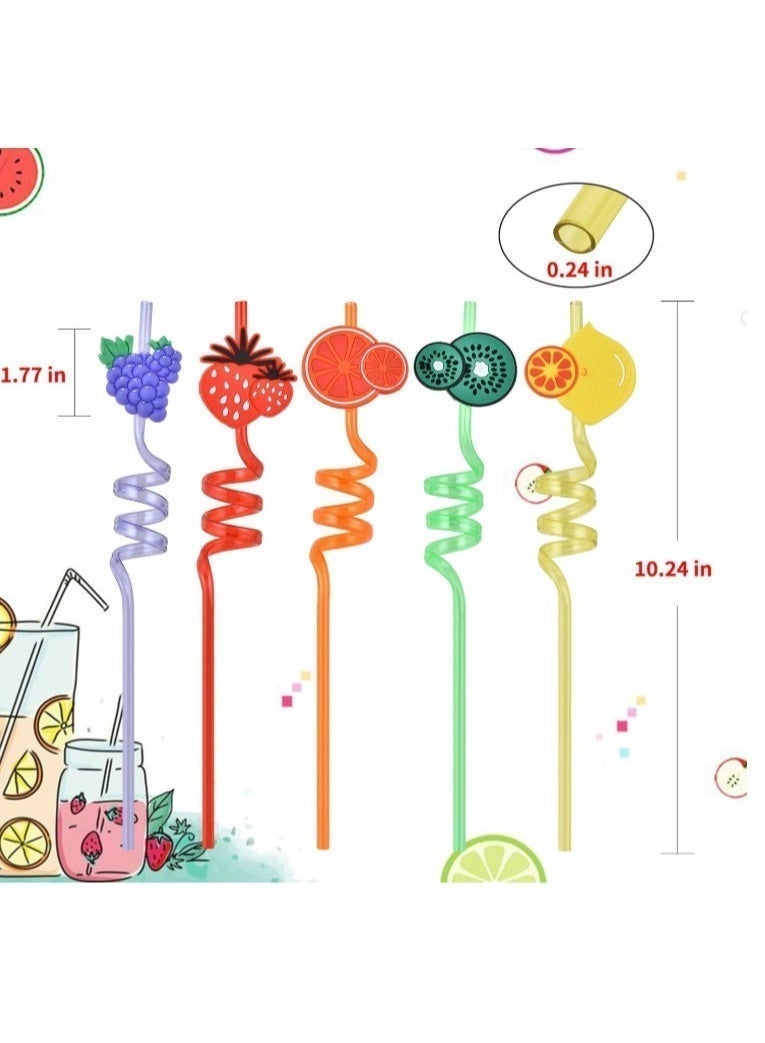 4 قطع من شفاطات الشرب البلاستيكية الملونة والمرحة بأشكال الفواكه لمشروبات الحفلات - شفاطات قابلة لإعادة الاستخدام - Image 3