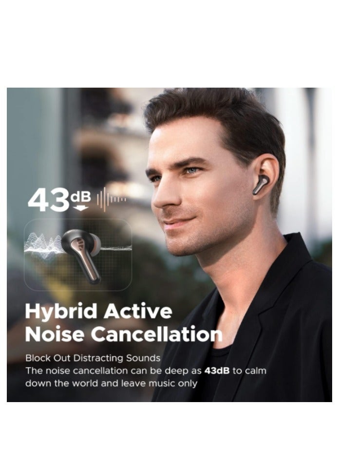 SoundPEATS Wireless Bluetooth Earbuds Capsule3 Pro, Hi-Res Audio Headphones with LDAC, Hybrid Active Noise Cancellation Earphones, 6 Mics, Transparency Mode, Game Mode, 52H Playtime with Case Black - Image 3