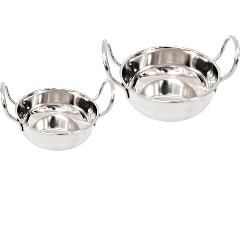 SHIV HOME WORLD SHIV HOME WORLD Baby Stainless Steel (Induction Compatible) Kadai Patti Chatti Mini Cookware (600ml,800ml with lid) Wt.560gm. Set of - 2 - Image 2