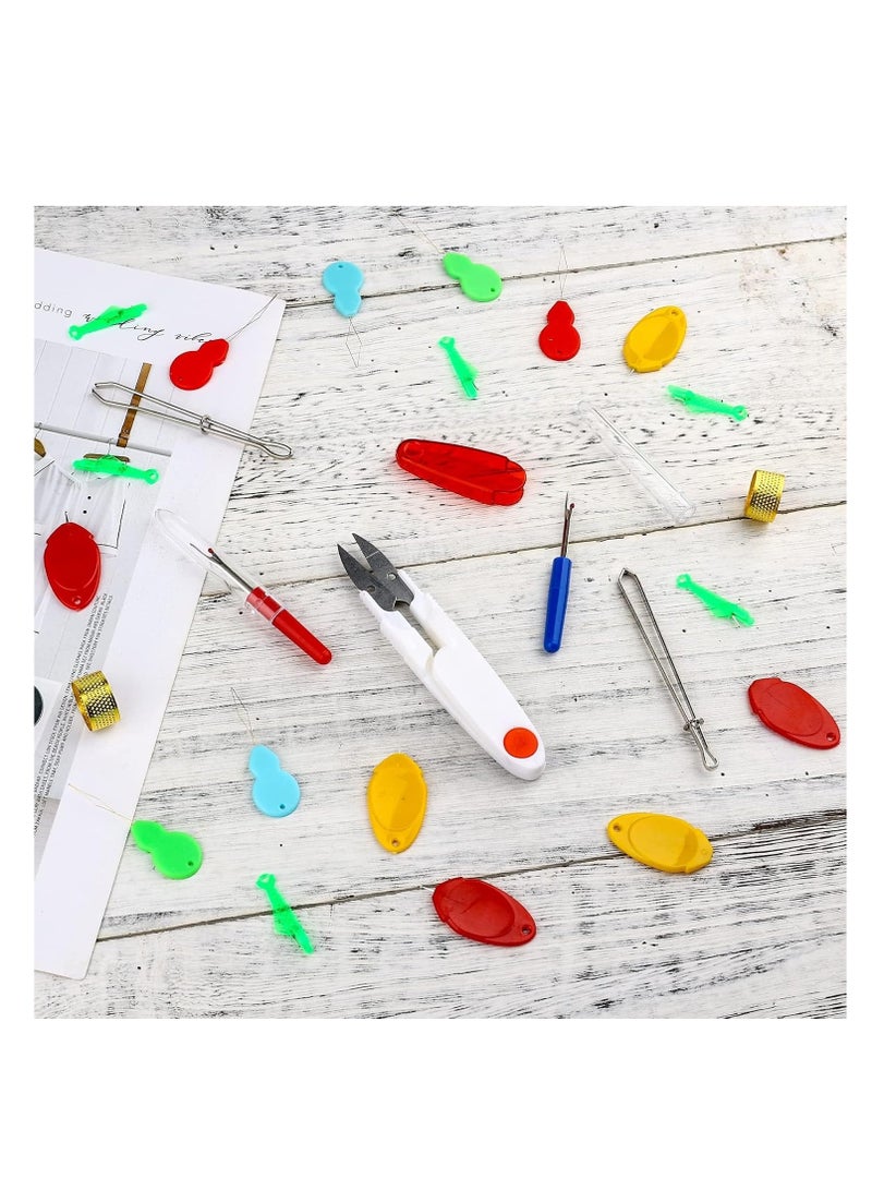 25 Pcs Sewing Needle Threaders Kit, Tweezers, Seam Opener, Thimble, Scissors with Box - Image 5