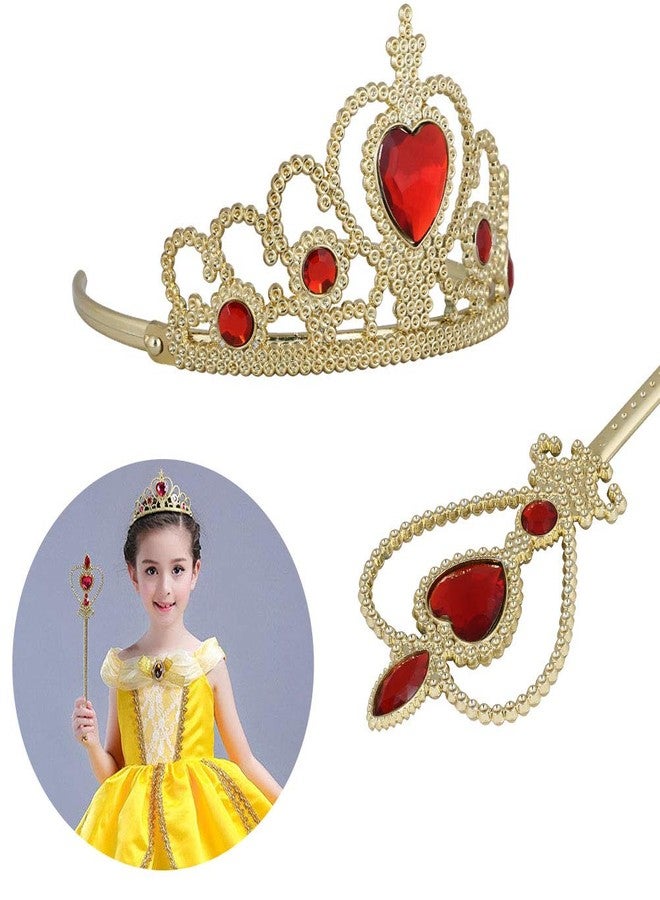 Vicloon Princess Dress Accessories, Elsa Accessories Set with Ice Princess Elsa, Snow Princess with Magic Wand & Crown (Yellow) - Image 5