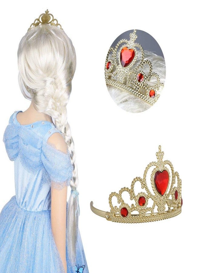 Vicloon Princess Dress Accessories, Elsa Accessories Set with Ice Princess Elsa, Snow Princess with Magic Wand & Crown (Yellow) - Image 3
