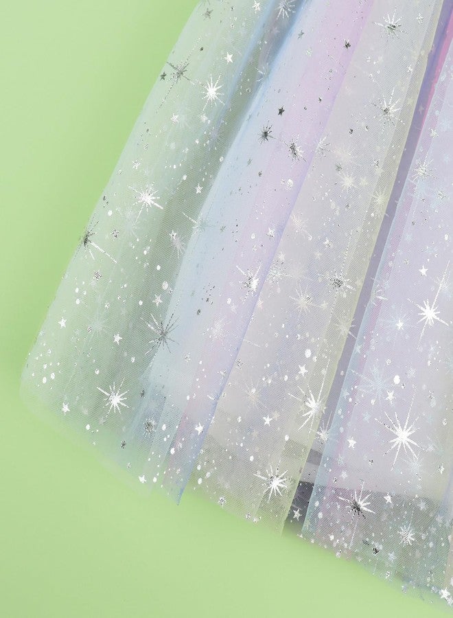 AGQT Baby Girls Tutu Dress Sleeveless Kids Tulle Birthday Party Dresses Polka Dot Casual Playwear Tunic Babydoll Dress Spark-Blue Rainbow Size 12-18 Months - Image 5