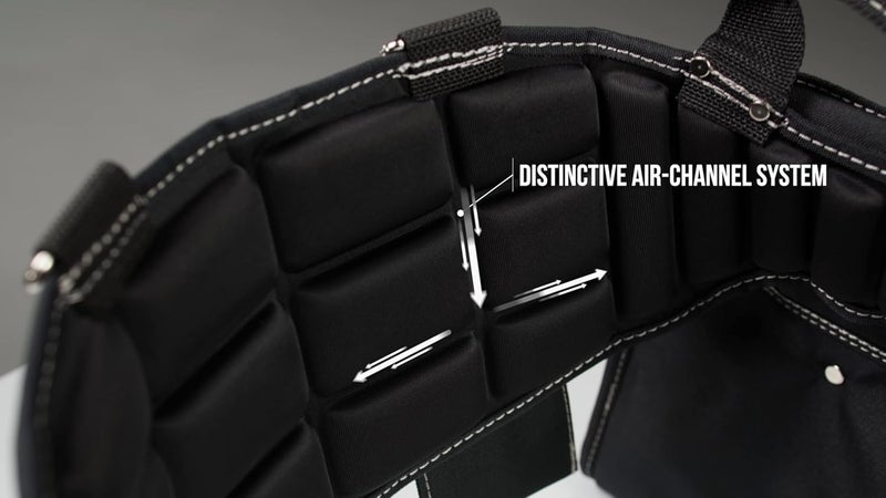 Gatorback Pro-Comfort Back Support Belt Black w/White Stitching. 1250 Duratek Nylon Belt with Molded Air Channel Padding, Carrying Handles and Suspender Loops. Contractor Pro (Large 35-39 Inch Waist) - Image 2