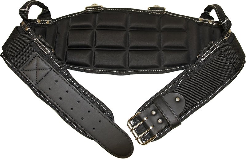 Gatorback Pro-Comfort Back Support Belt Black w/White Stitching. 1250 Duratek Nylon Belt with Molded Air Channel Padding, Carrying Handles and Suspender Loops. Contractor Pro (Large 35-39 Inch Waist) - Image 1