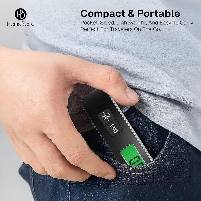 Home Basic ميزان أمتعة إلكتروني محمول رقمي مع حزام خطاف | آلة وزن رقمية مع شاشة LCD | سعة 50 كجم للأمتعة والحقائب، مثالي للسفر، المنزل، استخدام المتاجر (HB-LS300) - Image 4