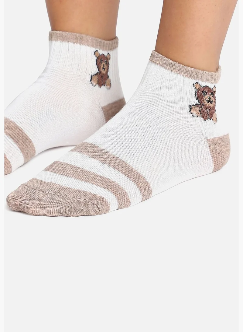 Haute Sauce 3 Pack Striped Cotton Ankle Length Socks For Women