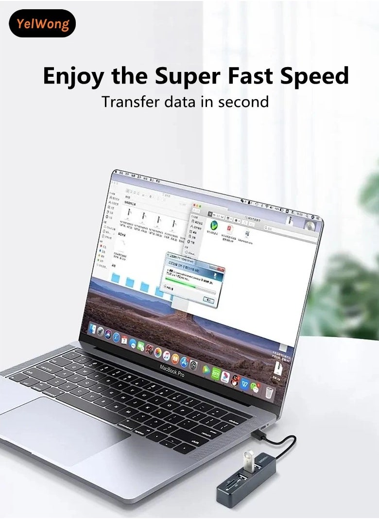 Combo - COMBO USB Hub Card Reader , 3 *Ports USB 2.0 Hub - SD / TF Micro SD Card Reader - 480Mbps High Speed - Up To 1TB  for iMac & Notebook | Black - Image 1