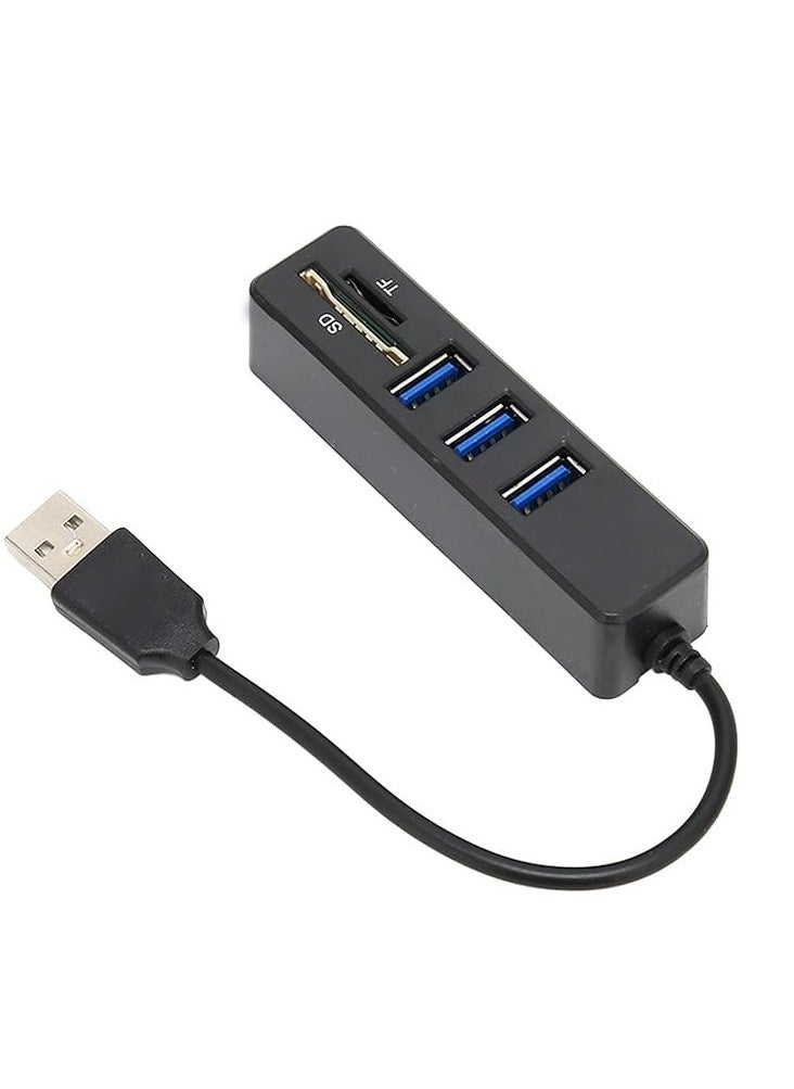 Combo - COMBO USB Hub Card Reader , 3 *Ports USB 2.0 Hub - SD / TF Micro SD Card Reader - 480Mbps High Speed - Up To 1TB  for iMac & Notebook | Black - Image 1