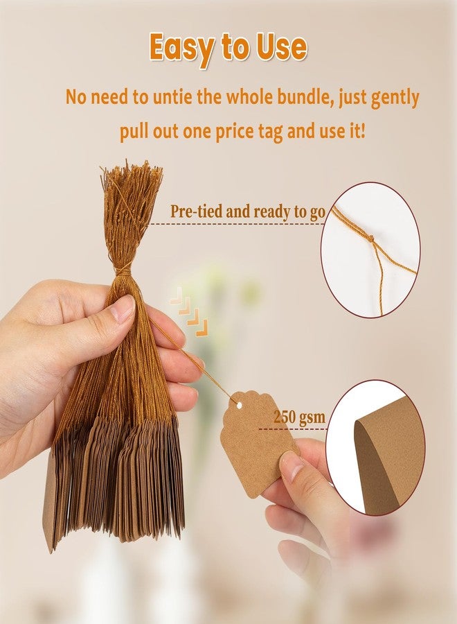 Goefun 1.8x1.4 Inches Brown Kraft Price Tags with String Attached 500 Pcs - Image 3