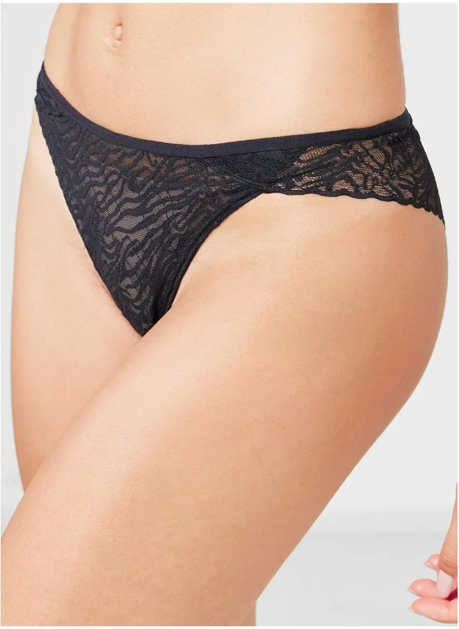 لا سينزا Lace Detail High Leg Brief