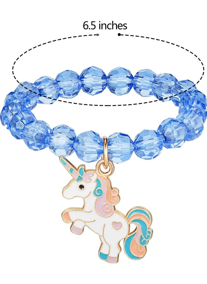 SYOSI - Colorful Unicorn Bracelet, Girls Unicorn Bracelets Rainbow Unicorn Beaded Bracelet Acrylic Bracelet for Birthday Party Favors Pretend Play Friendship Jewelry Dress Up Game Props, 9 Pieces - Image 1