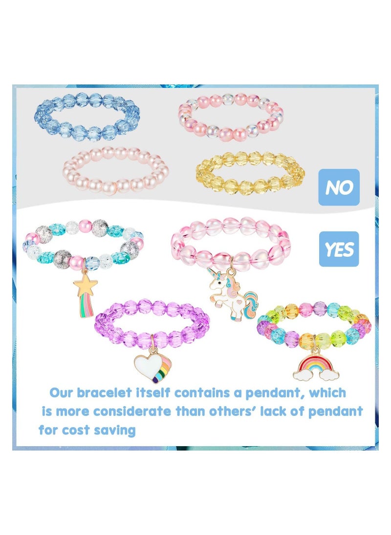 SYOSI - Colorful Unicorn Bracelet, Girls Unicorn Bracelets Rainbow Unicorn Beaded Bracelet Acrylic Bracelet for Birthday Party Favors Pretend Play Friendship Jewelry Dress Up Game Props, 9 Pieces - Image 1