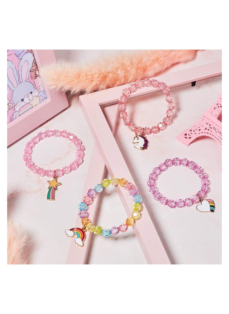 SYOSI - Colorful Unicorn Bracelet, Girls Unicorn Bracelets Rainbow Unicorn Beaded Bracelet Acrylic Bracelet for Birthday Party Favors Pretend Play Friendship Jewelry Dress Up Game Props, 9 Pieces - Image 1