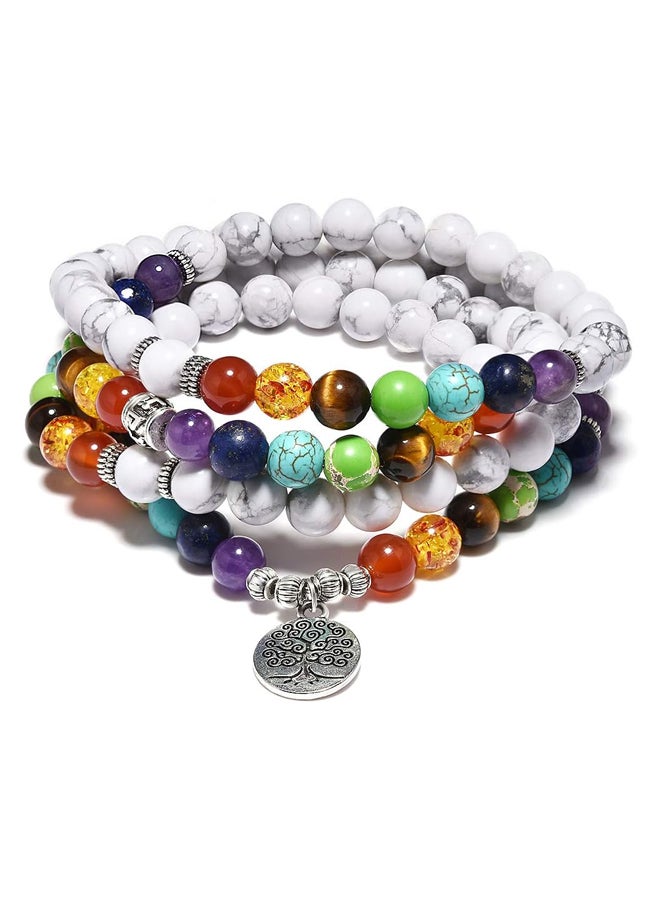 Chakra Bracelet 8mm Howlite 108 Prayer Mala  - Image 4