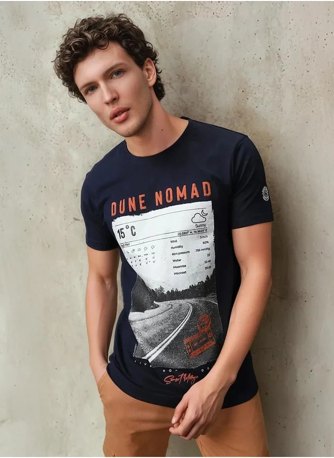 HIGH STAR Men Regular Fit Dune Nomad Graphic Printed Cotton T-shirt