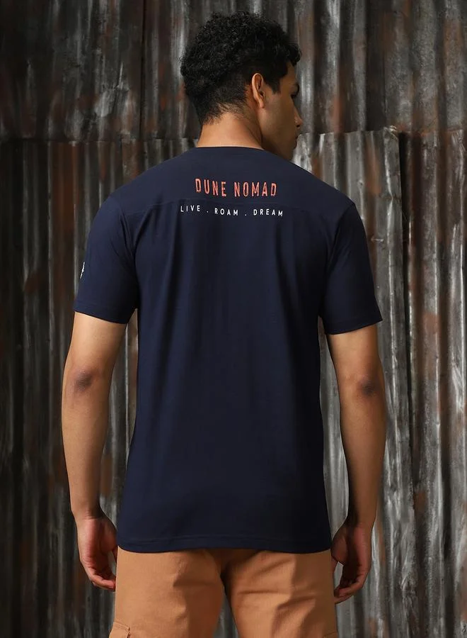 HIGH STAR Men Regular Fit Dune Nomad Graphic Printed Cotton T-shirt